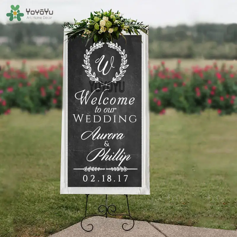 

YOYOYU Wedding Vinyl Wall Sticker Welcome to Our Wedding Personalized Wall Decal Custom Stickers for Weddings, Chalkboard ZW396
