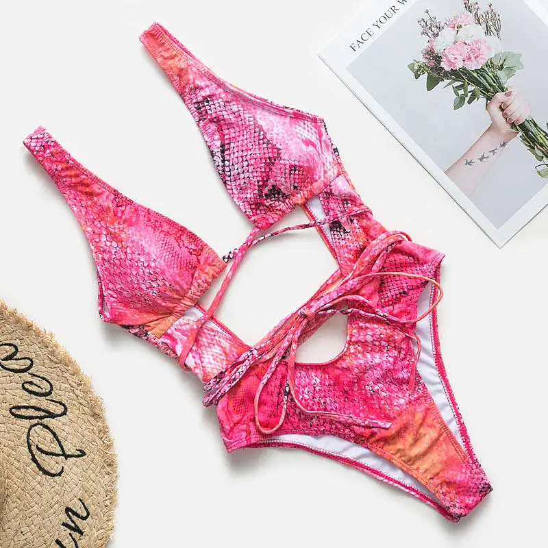 Bikinx Brazilian leopard bikini new monokini string sexy swimsuit one piece High cut push up swimwear women bodysuit bather - Цвет: 5