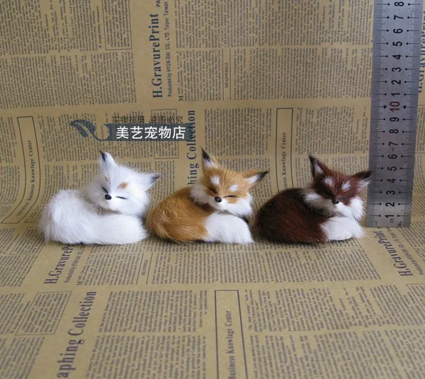 simulation prone fox model 8x7cm handicraft plastic&ampfur sleeping home decoration toy Xmas gift w5967 | Игрушки и хобби