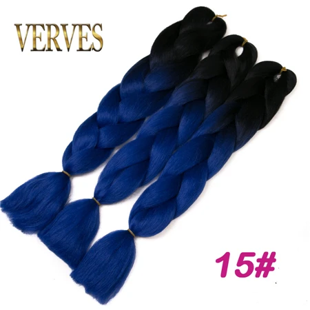 VERVES плетеные волосы 1 шт. 24 ''большие синтетические косы 100 г/шт., вязанные волосы с эффектом омбре, высокотемпературное волокно для наращивания волос - Цвет: T1/27