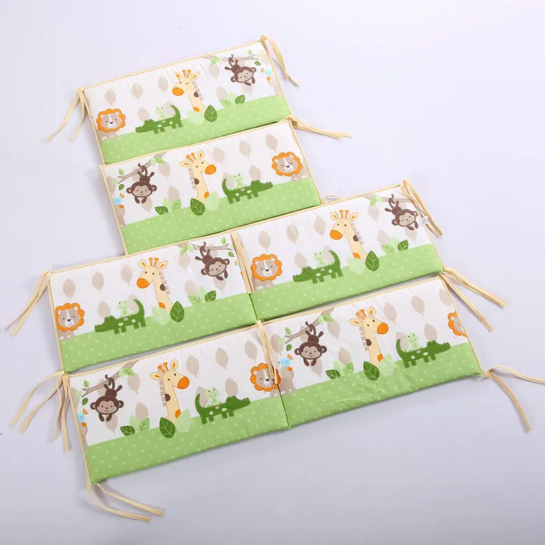 Животных печати хлопок мягкие детские детская кроватка бамперы комплект дышащий для новорожденных забор безопасности Детские бамперы