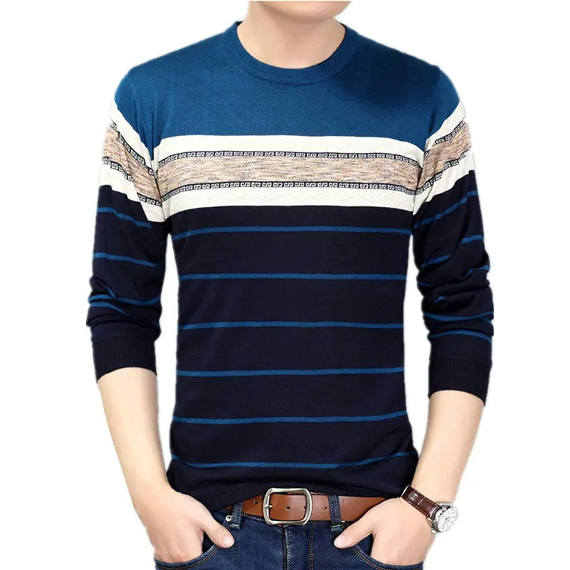 

Cncool New Style Autumn Casual Fashion Mens O-neck Sweater Slim Fit Knitting Pullover Plus Size Men's Sweater