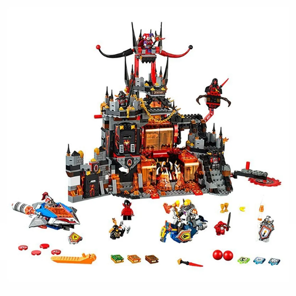 

New 1244 Pcs Nexoees knight Axl Jestros Volcano Lair Combination narve Building Blocks Kits Toys figures Compatible Nexus