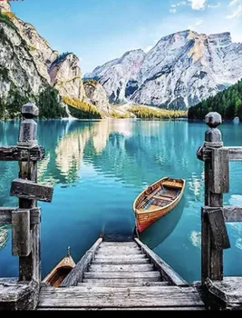 

5d diy diamond painting Boat landscape custom diamond painting christmas cards full square/rond eigen foto Christmas decor gifts