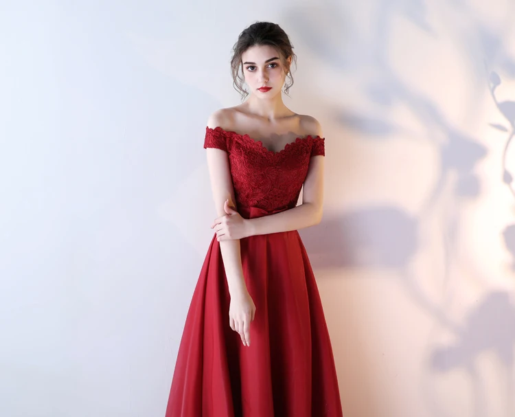Новые высокие сапоги темно-Красного цвета платье для выпускного вечера Vestido de Festa пол Длина Вечерние вечернее платье с вырезом «лодочка платье для выпускного вечера Светоотражающие платье