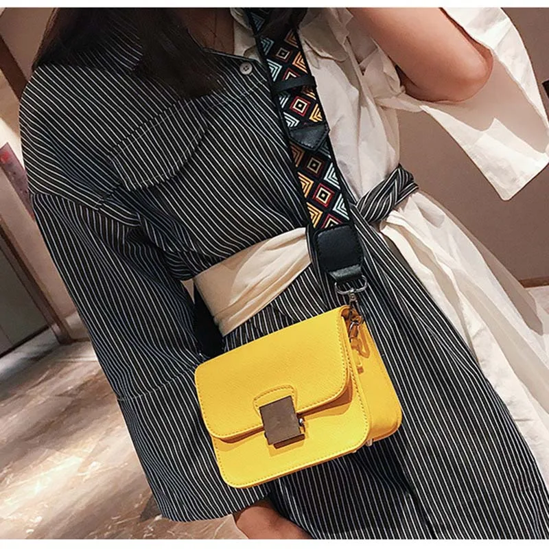 

Messenger Bags Women Flap PU Leather Shoulder with Two Wide Strap Crossbody Bags MUG88