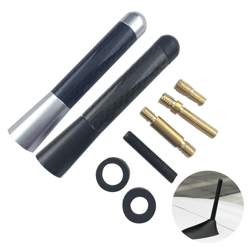 

8cm Universal Auto Fm/Am Antenna Carbon Fiber Metal Short Modified Radio Antenna Kit Fit For All Car Accessories Car Styling