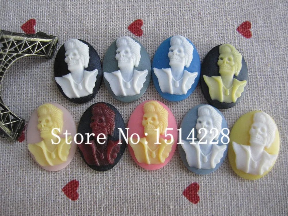

Free shipping! (18*25mm)Mixed colors.resin skull man Cameo .Resin Flatback Cabochon for Earring .jewelry Accessory.DIY