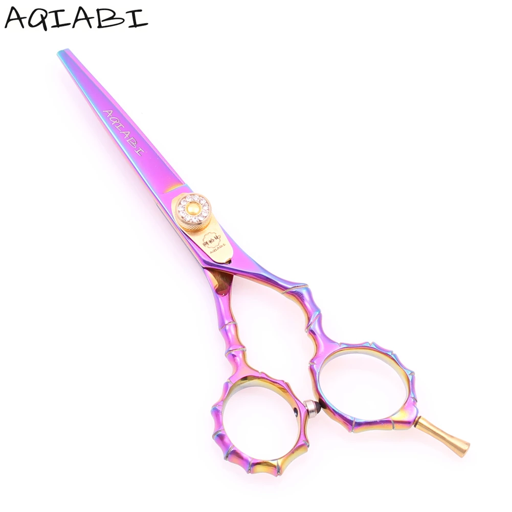 5," 440C AQIABI многоцветные ножницы для резки волос Профессиональные ножницы для волос парикмахерские накидки бамбуковая ручка A9010