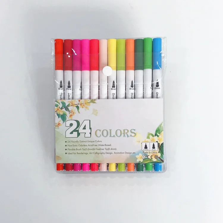 24-color Barreled Pen, Painting Art Marker Pen, Watercolor Brush Brush,  Calligraphy Sketch School Supplies - AliExpress