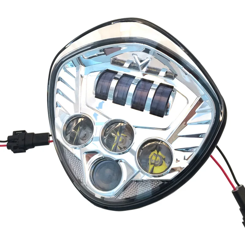 Motorcycle Parts LED Motorcycle Headlight 12V Sliver Bezel For Harley