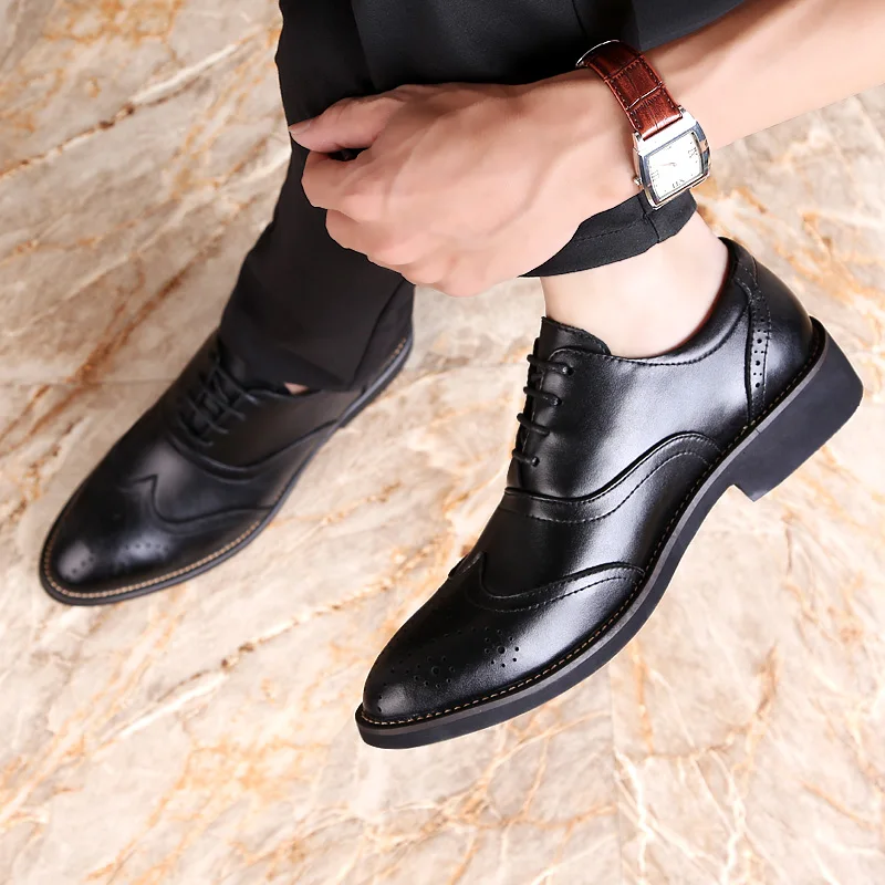 elegant shoes men genuine leather italian designer business dress male footwear luxury brand classic brogue oxford shoes for men (12)