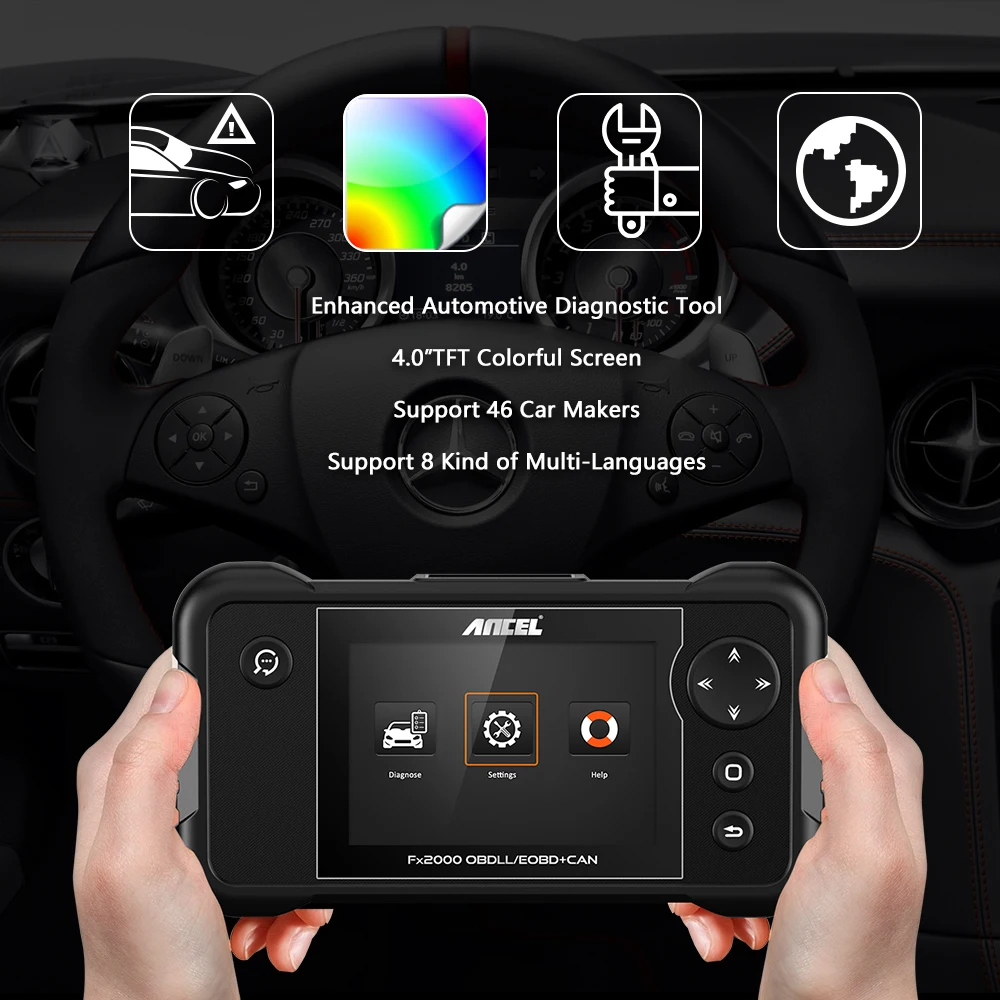 OBD2 автомобильной Сканнер ancel FX2000 ODB инструмент диагностики для Eng/ABS/SRS/AT код