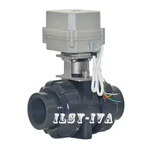 DN20 ПВХ Электрический шаровой кран, двухстороннее DC12V моторизованный шаровой клапан
