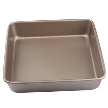 

9" gold color square cake baking mold,non-stick coating metal steel bread baking tray,wedding party favor sponge cake tray tins