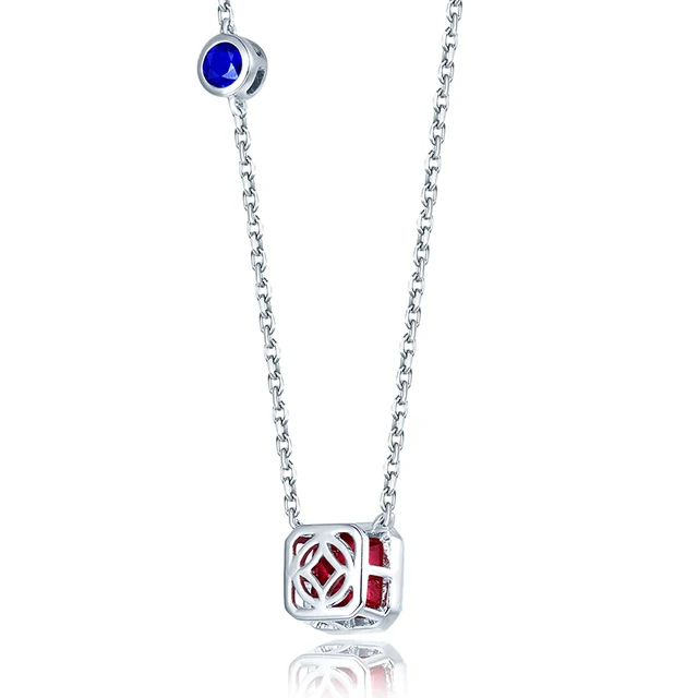 Two Gem Jewelry Real 18K White Gold Natural Tourmaline Sapphire Pendant Necklace Loving Thanksgiving Gift WIth Chain Wholesale 3