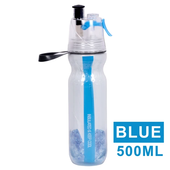 WEST BIKING, 500 мл, двухслойный спортивный распылитель, чайник для велоспорта, Спортивная бутылка для воды, для велосипеда, кемпинга, на открытом воздухе, противоскользящий чайник для сохранения холода - Цвет: blue