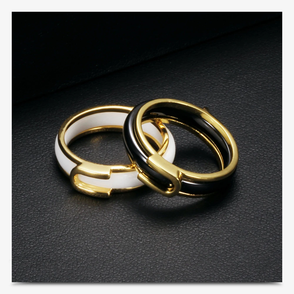Ceramics Couples Ring fashion gold rings 03