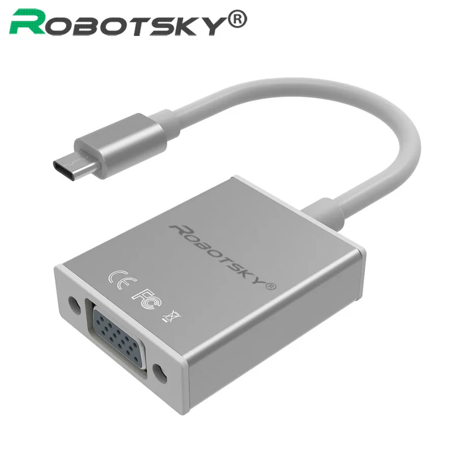 USB 3.1 Type C To VGA Cable Adapter Male To Female USB C Type C To VGA Converter For Macbook To
