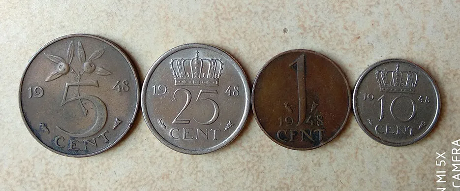 

4 PCS Set 1948 Wilhelmina Netherlands ,100% Real Genuine Comemorative Coin,Original Collection