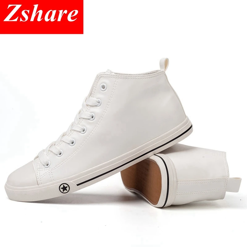 

Winter White Men Casual Shoes Waterproof Microfiber Leather Men High-Top Shoes 2019 Fashion Unisex Sneakers chaussure homme