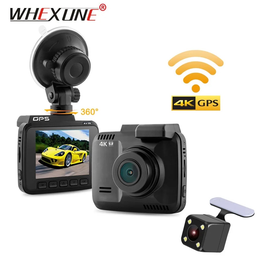 

WHEXUNE 4K Car DVR camera 2.4"GPS dash cam video Camcorder Novatek 96660 Dual Lens WiFi FHD 1080P Front VGA Rear 2880 x 2160P