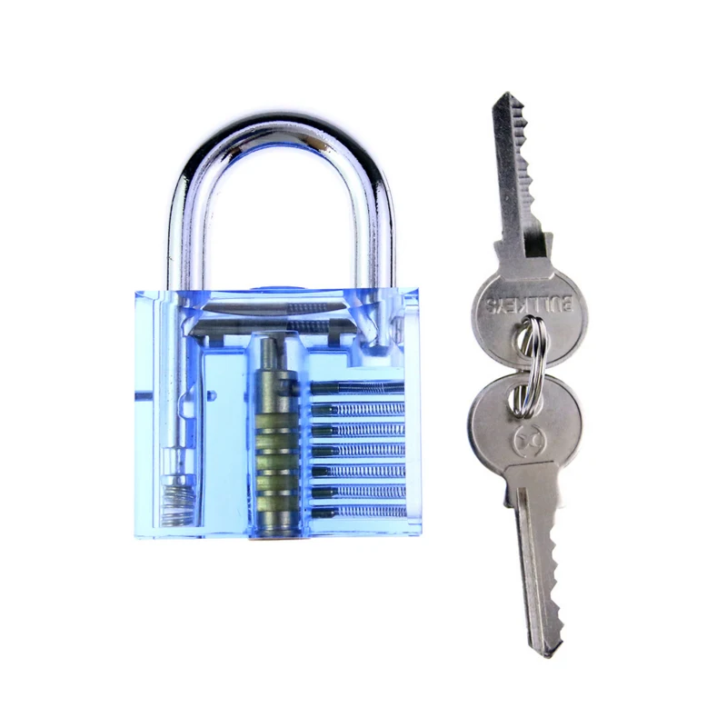

Locksmith Tools 50mm Transparent Standard Padlock +2 Key 7 Spring Model Clear With Box Color Random