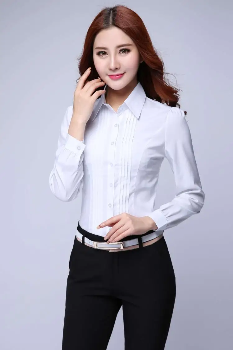 Модная официальная рубашка, женская одежда, блузка, тонкая, длинный рукав, белая блузка, элегантная, офисная, для девушек, для работы, топы, плюс размер, 5XL