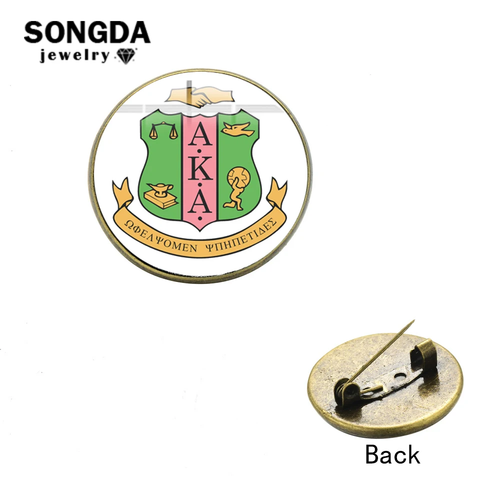 

SONGDA Pink & Green Alpha K Alpha Sorority Symbol Badge Pins AKA Charm Multifunction Pin Buckle Backpack Bag Suits Accessories