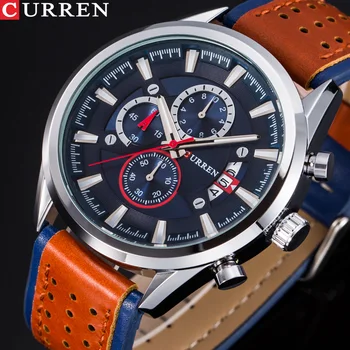 

CURREN Men's Watches Top Brand Luxury Watch Men Military Leather Sports Watches Waterproof Quartz Wristwatches Male Clock
