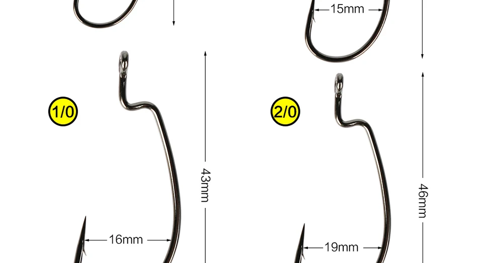 Tsurinoya 40 шт./лот рыболовный крючок колючий офсетный рыболовные крючки подходят для техасской Каролины Флориды установки 4 размера(4 упаковки