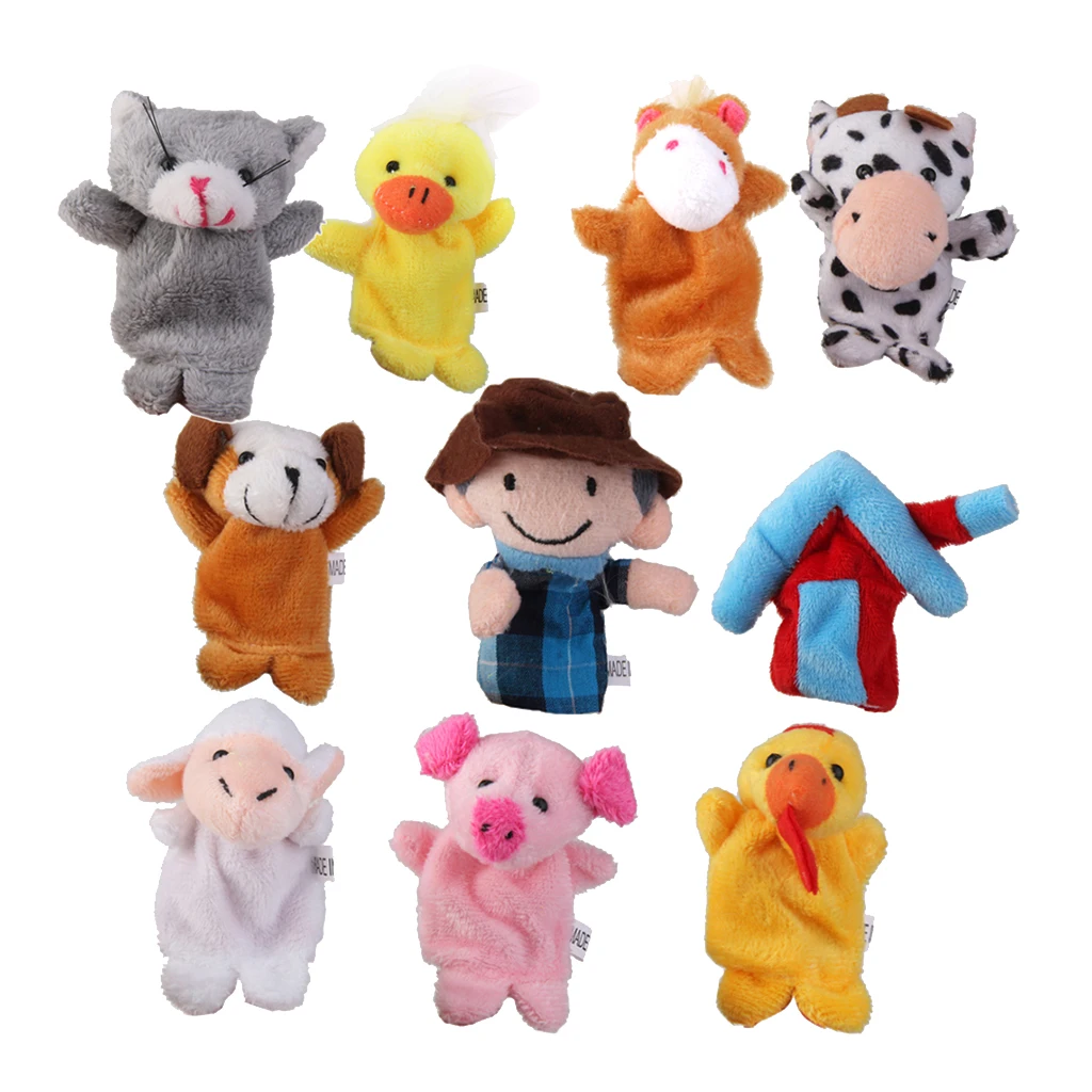 10pcs Old MacDonald Farm Animals Finger Puppets Kids Story Telling Party Favor