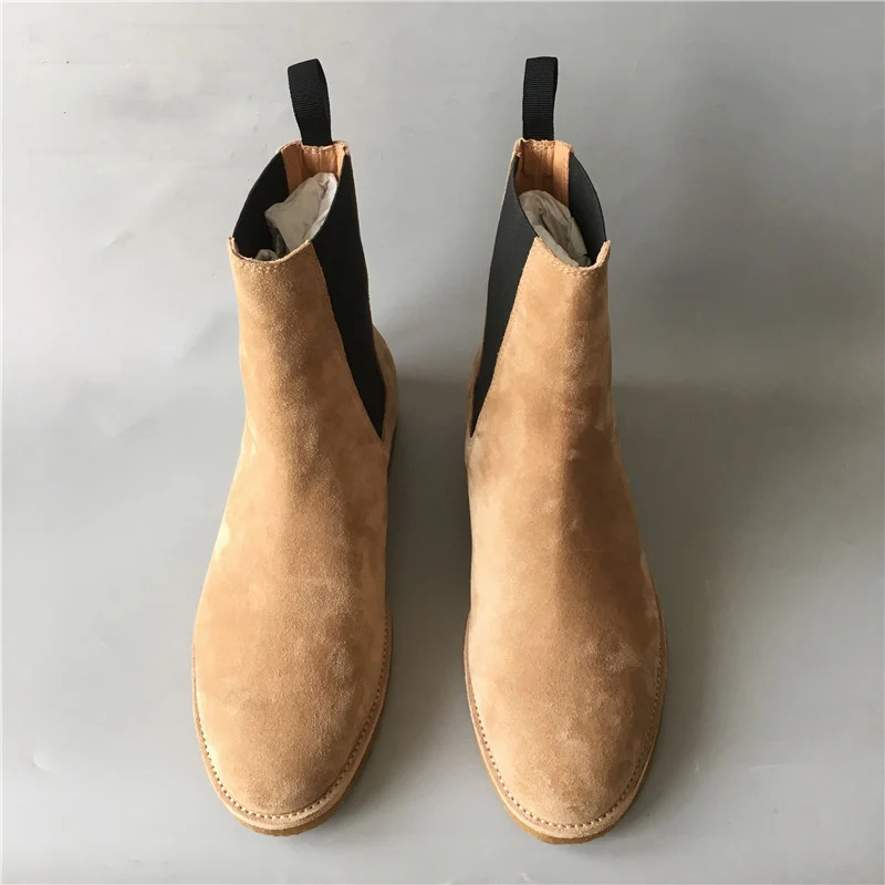 

Micholediys 2019 New arrival Vintage Chelsea Boots Handmade Kanye West Boots Crepe Bottom Casual Platform High Mens Shoes