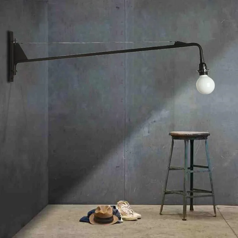 

Loft Industrial Long Swing Wall Lamp Fixture Vintage Edison Sconce Dining Room Bar Cafe Studio Wandlamp Decoration Free Shipping