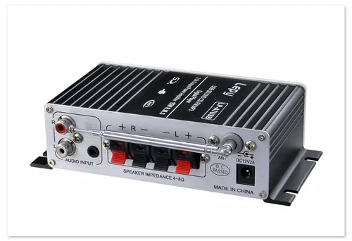 블루투스 Lepy LP - A7USB 파워 앰프, 12V3A 전원 및 오디오 케이블 포함, 가정용 차량용 다기능 FM SD USB MP3 플레이어 3