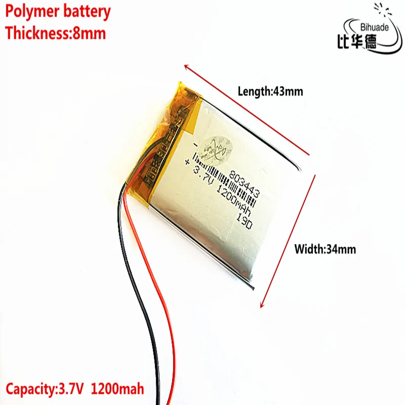 Литиевая батарея 3,7 V, 1200 мАч 803443 полимерный литий-ионный/литий-ионный аккумулятор для планшетного компьютера банка, gps, mp3, mp4