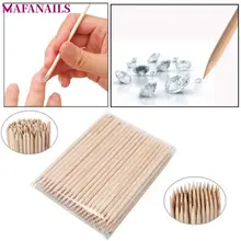 1 Pack 100pcs Orange Wood 2 Way Use Nail Art Cuticle Pusher Remover Pedicure Manicure Sticks