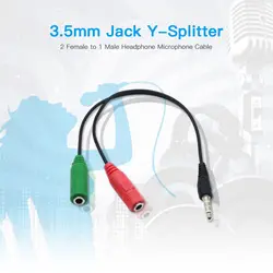 3,5 мм разъем Y-Splitter 3,5 мм Y-Splitter 2 Женский до 1 штекер для наушников микрофонный кабель адаптер стерео аудио штекер