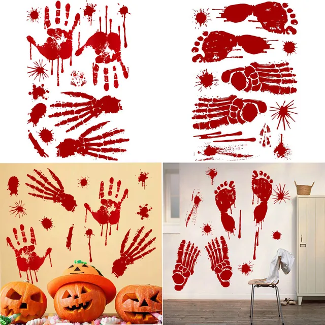 Special Offers Halloween Wall Sticker HalloweenBloody Footprints Floor Clings Halloween Vampire Zombie Party Decor Stickers A