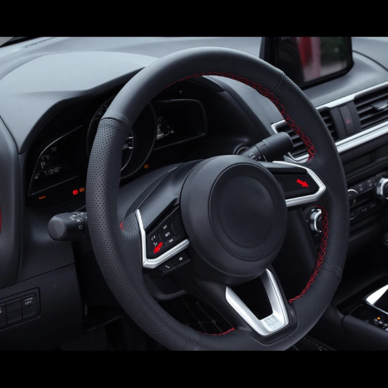 2PCS Car ABS Interior Steering Wheel Cover Trim for LHD Mazda CX-5 2017 2018