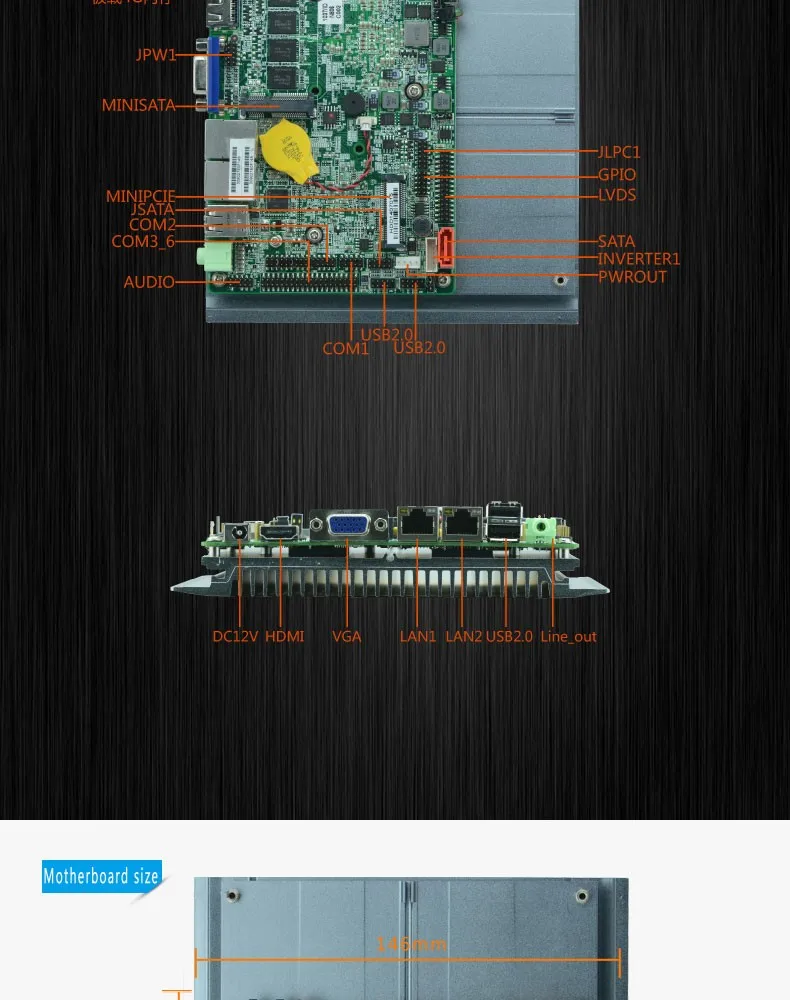 Для Intel 1037U материнской pos промышленные материнские платы Dual-Core 1037U материнской платы, 1 года гарантии