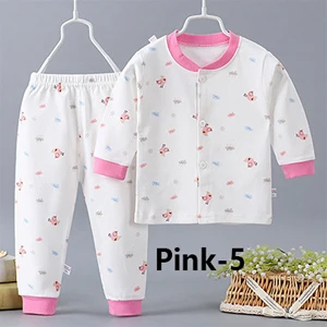 Pink-5 Детские пижамы, комплекты одежды, ночная рубашка для мальчиков и девочек, футболка с длинным рукавом+ штаны, комплект одежды для сна для девочек, кардиган, пижамы - Цвет: Pink-5