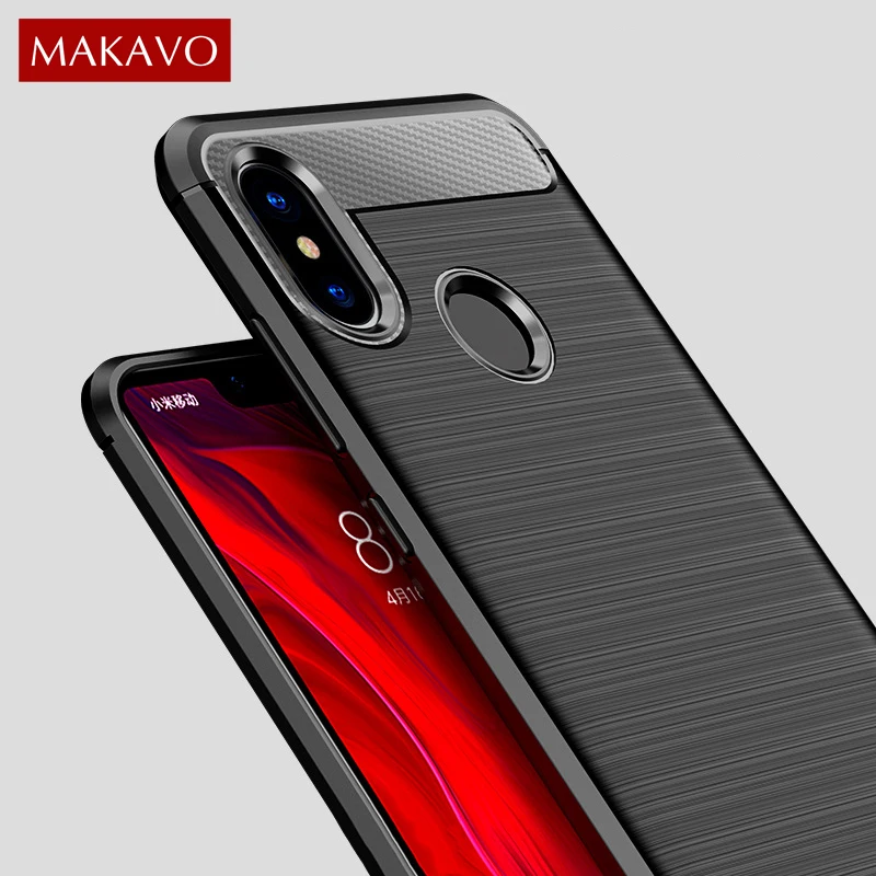 buy MAKAVO For Xiaomi Redmi Note 6 Pro Case Simple Brushed Silicone Carbon Fiber Texture Back Cover Case For Redmi Note 6 Pro 6.26\