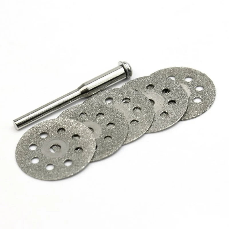 

Electroplated diamond small slice wet and dry 5 PCS Mini 22mm Discos Corte Diamante Rotatorio + 1 Mandril para Dremel _WK