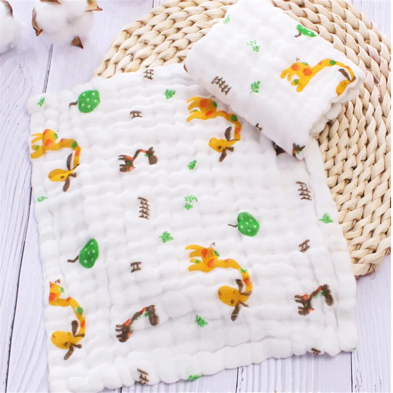 

New Hot Sale 6 Layers Baby Towel For Newborns 24x19cm Pure Cotton Baby Bath Towel Children Handkerchief Cartoon Pattern Towel
