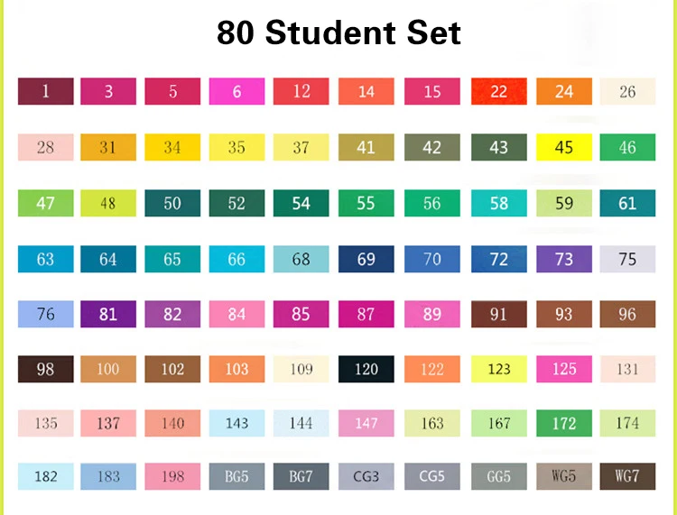 TOUCHNEW 36/48/60/72 Цвет эскиз Маркеры Ручка Двойные головки на спиртовой основе маркер для манги со значком для рисования для учащихся дизайн искусство Сделано в Китае - Цвет: 80 Student Set