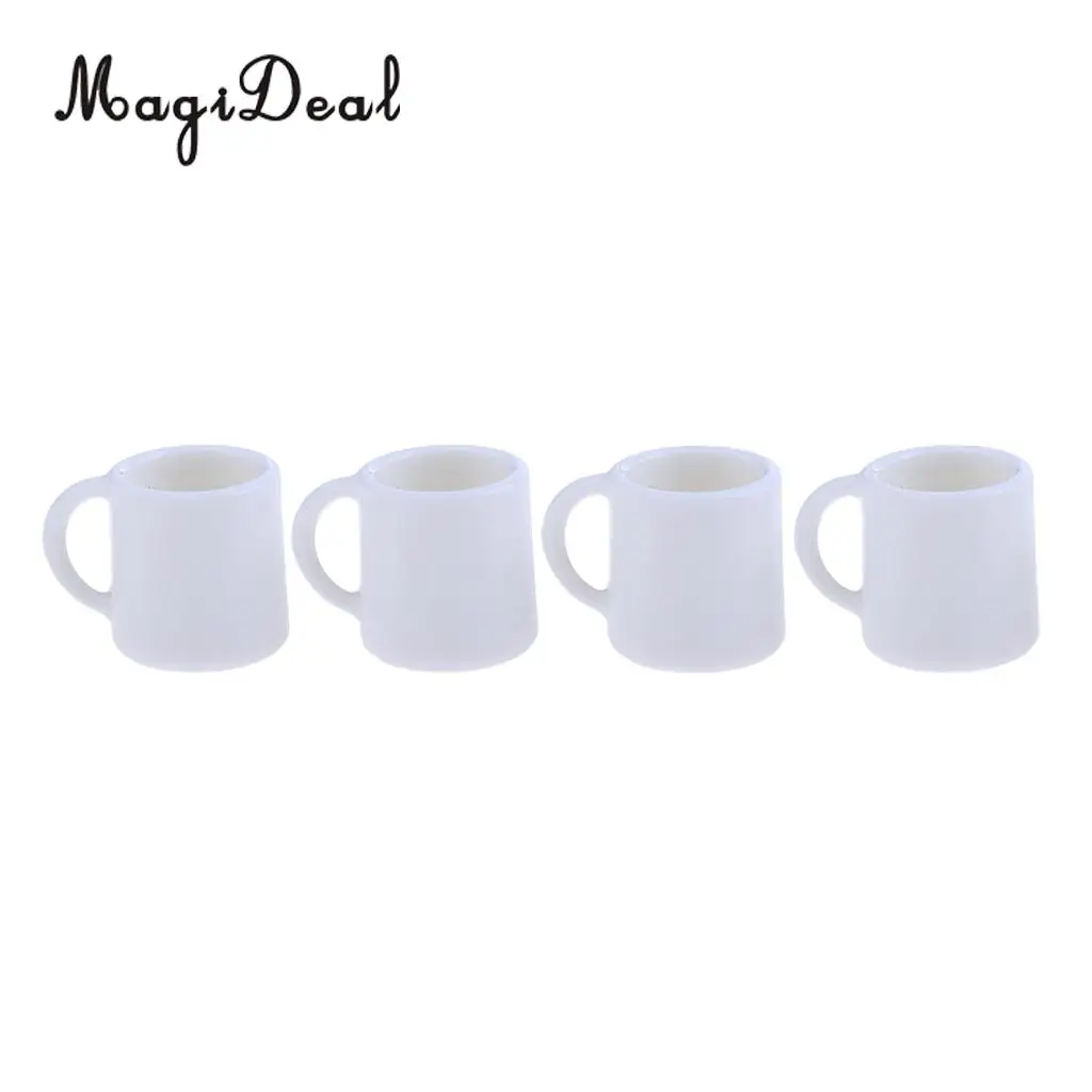 Set of 4 Pieces 1/12 Miniature Milk Tea Coffee Wine Cups  Mugs Dollhouse Tableware for Dolls House Decor Accessories