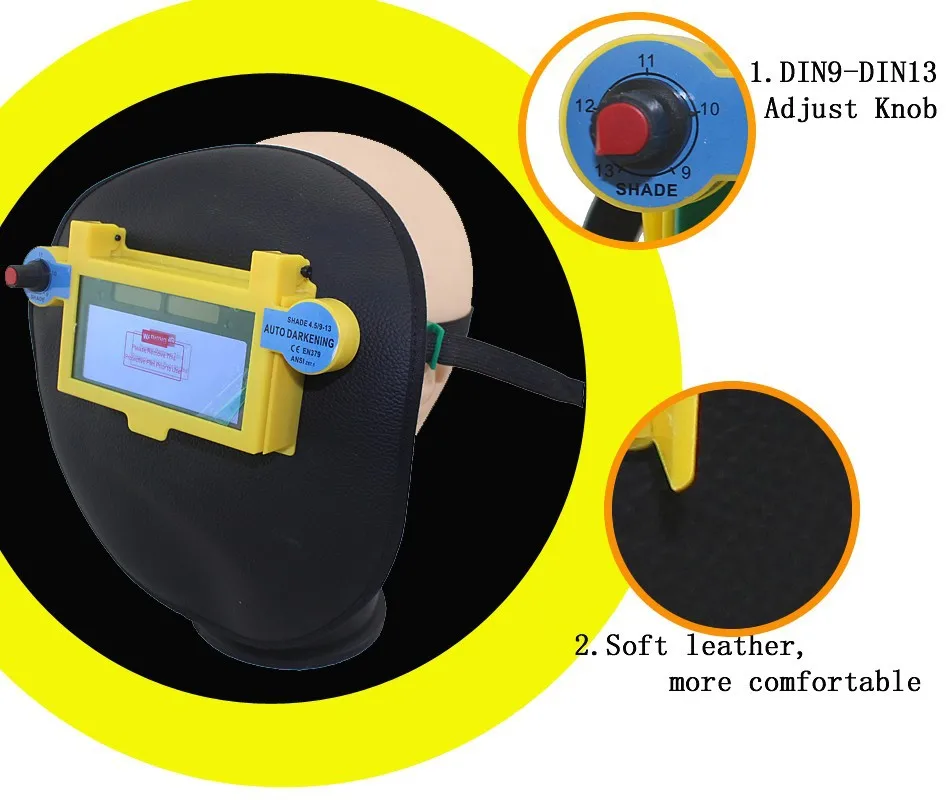 Солнечная Авто Затемнение Прохладный кожаный DIN9-DIN13 тени Eara глаза маска сварочный шлем тени для век/патч/очки