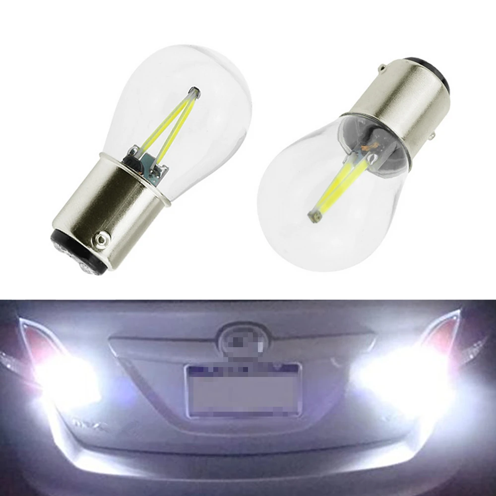

2Pcs 1156 P21W BA15S LED Bulb 1157 BAY15D P21/5W Car Lights 12V COB Filament Turning Light Tail Brake Bulb Parking Lamp 6000K