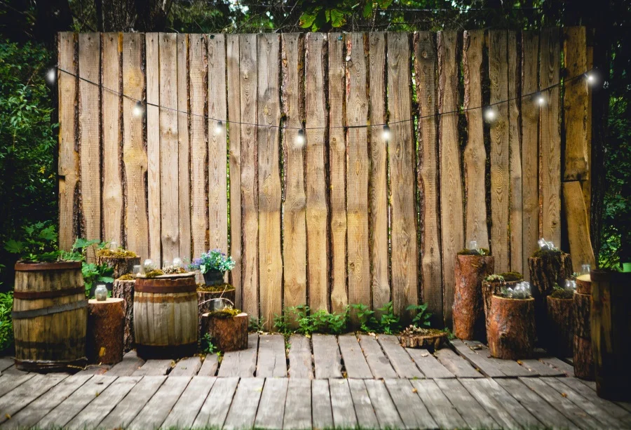Photo Backdrops Retro Garland With Luminous Bulbs Decor Pots With Flowers Candle Stage Photographic Backdrops For Photo Studio